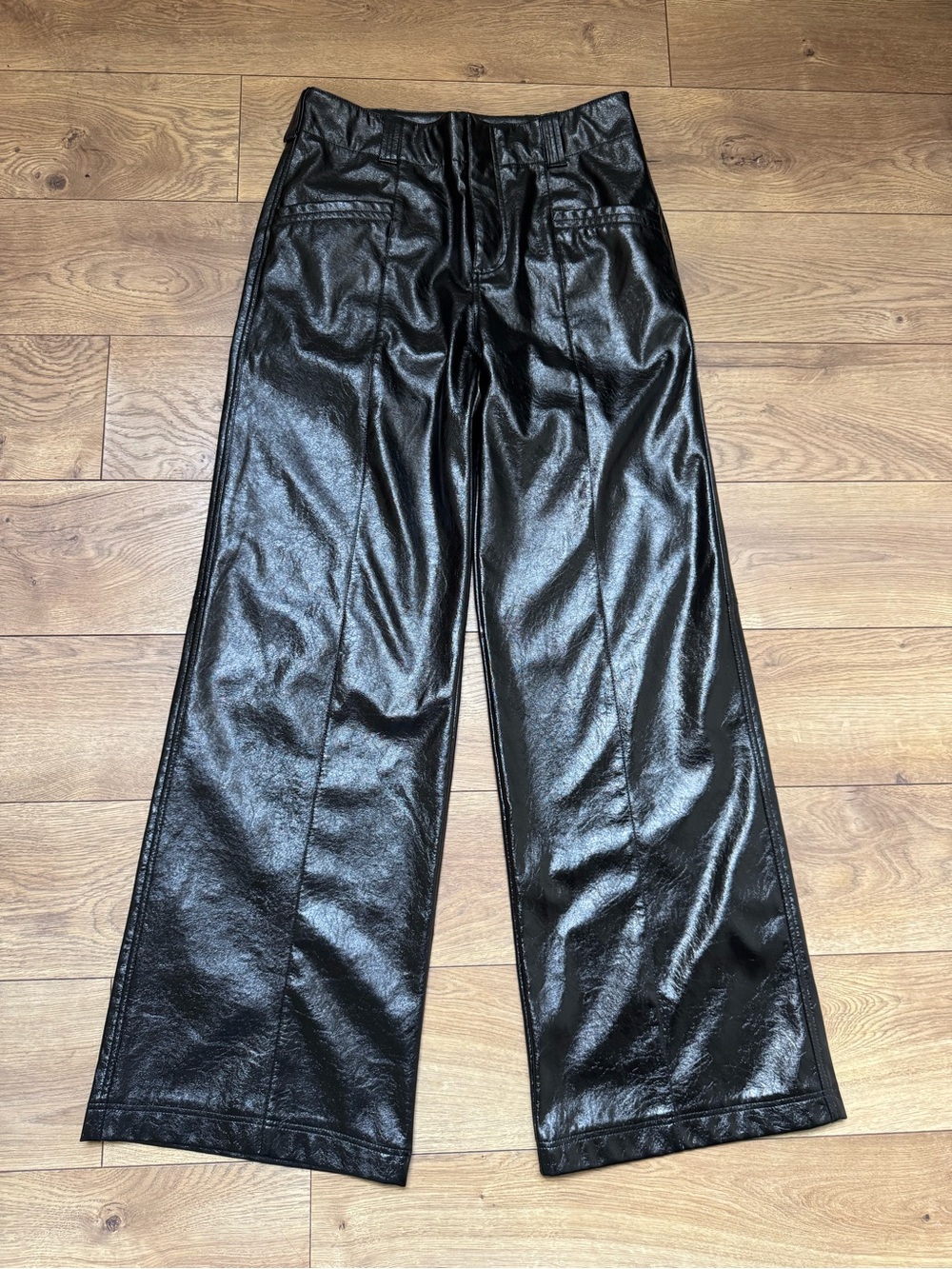 Free People Black Faux Leather Boot Cut Pants